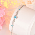 Engelsflügel blaue Diamantarmbänder Frauen, 925 Sterling Silber Charm Kette Herzarmbänder Schmuck Geschenk für Liebhaber